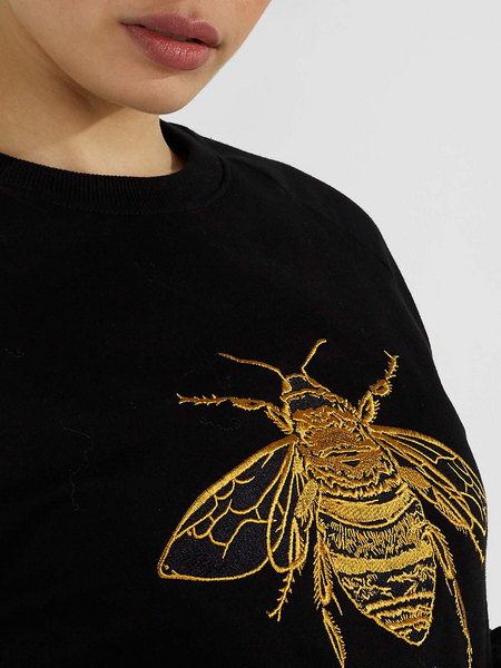 Gung Ho - Signature Embroidered Bee Sweatshirt - Black