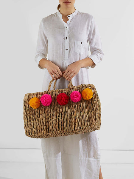 Pitusa - Pom Pom Straw Bag