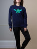 Gung Ho - Embroidered Stag Beetle Sweatshirt - Navy