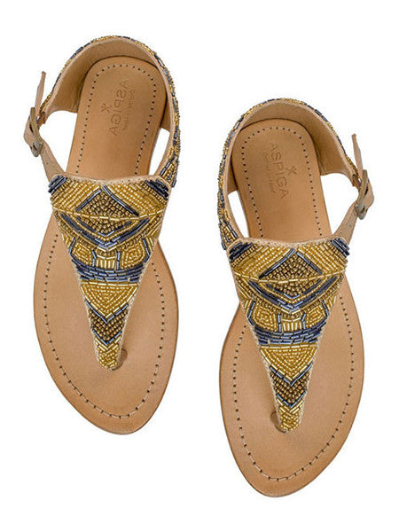 Aspiga - Hand Beaded Charlotte Leather Sandal