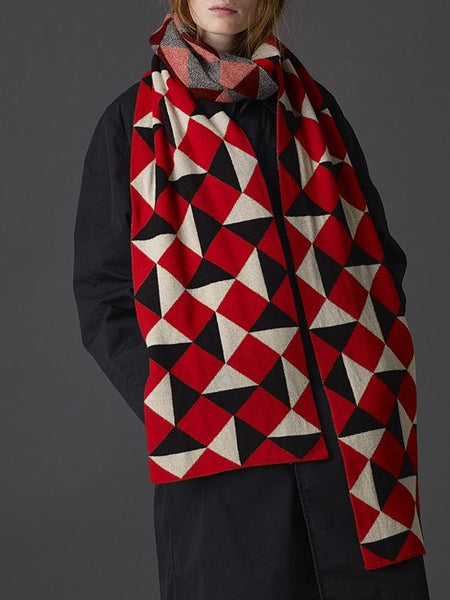 Jo Gordon - Geometric Jacquard Scarf - Red