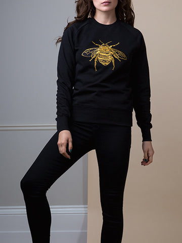 Gung Ho - Signature Embroidered Bee Sweatshirt - Black