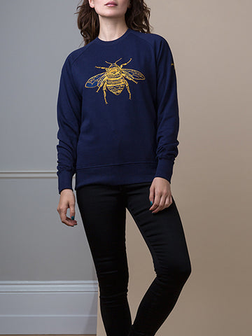 Gung Ho - Signature Embroidered Bee Sweatshirt - Navy