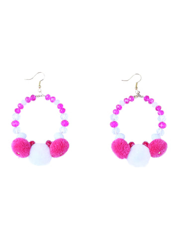 Iris - Pom Pom Earrings - Pink