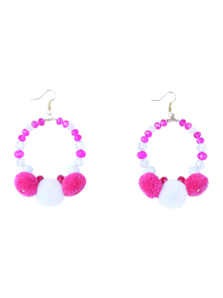 Iris - Pom Pom Earrings - Pink